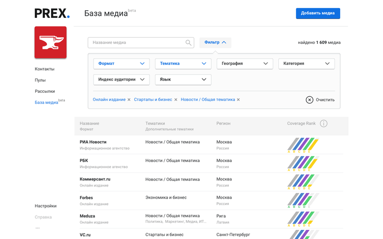 База СМИ PREX